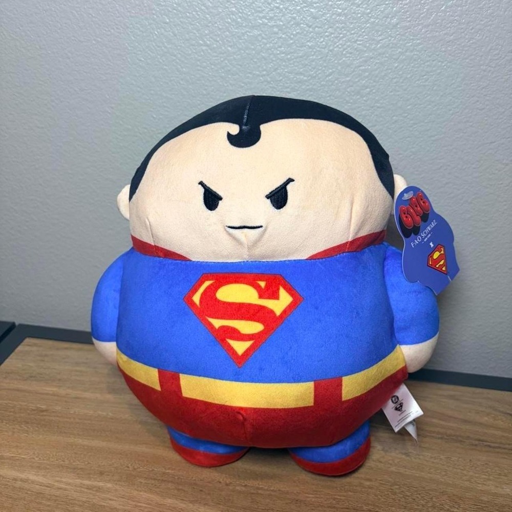 FAO Schwarz x Blob Superman Plush DC Comics Stuffed Toy Blue Red Cape New